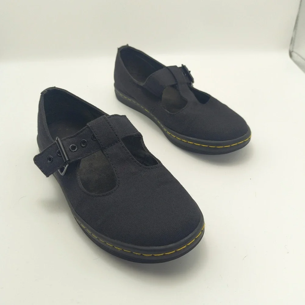 Dr Martens Woolwich Black Canvas Mary Jane T-Strap Shoes Womens 7 AW004 SK01R - Picture 16 of 16